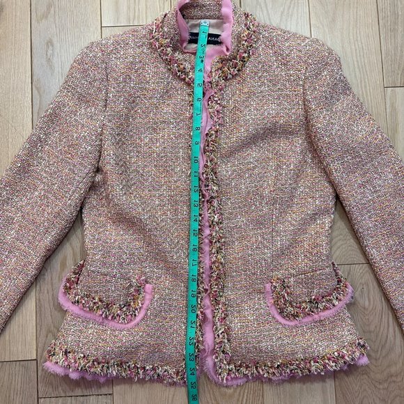 Dana Buchman Pink Raw Edge Boucle Tweed Jacket | Size 4 - Picture 10 of 11